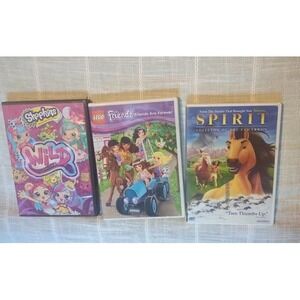 Lot of 3 Kids DVDs Shopkins Wild LEGO Friends Spirit Stallion of the Cimarron